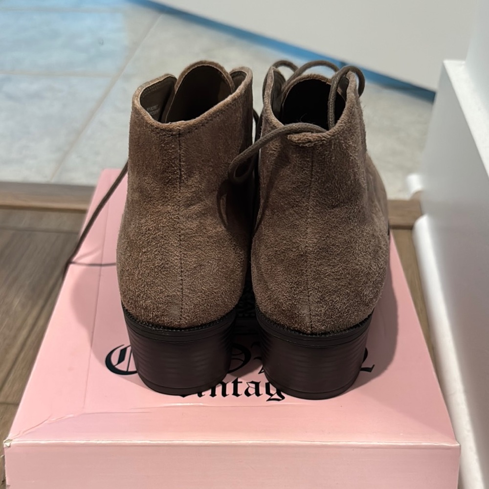 Suede Ankle Booties in Taupe - Women's